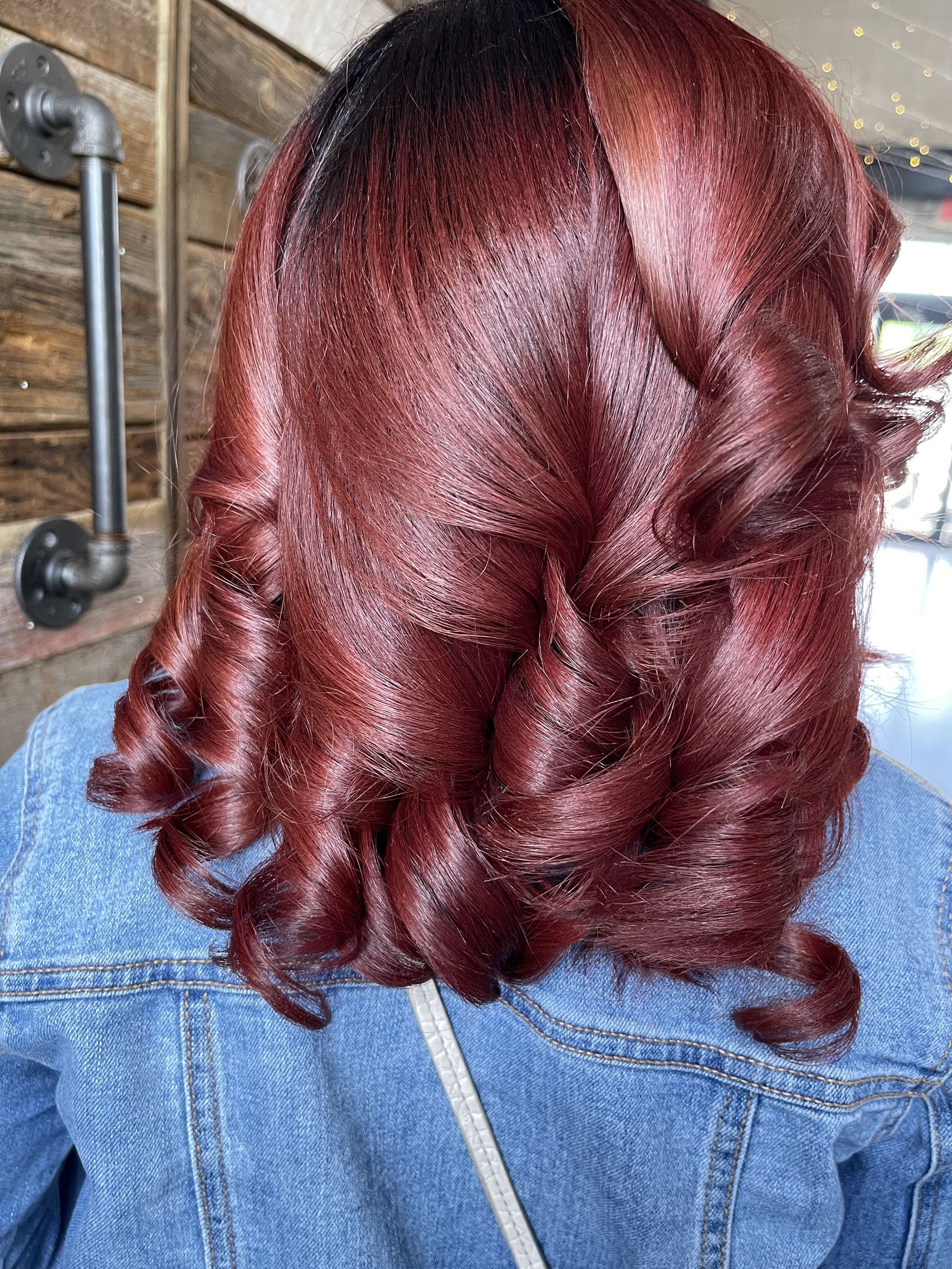 Rich burgundy color and curls
