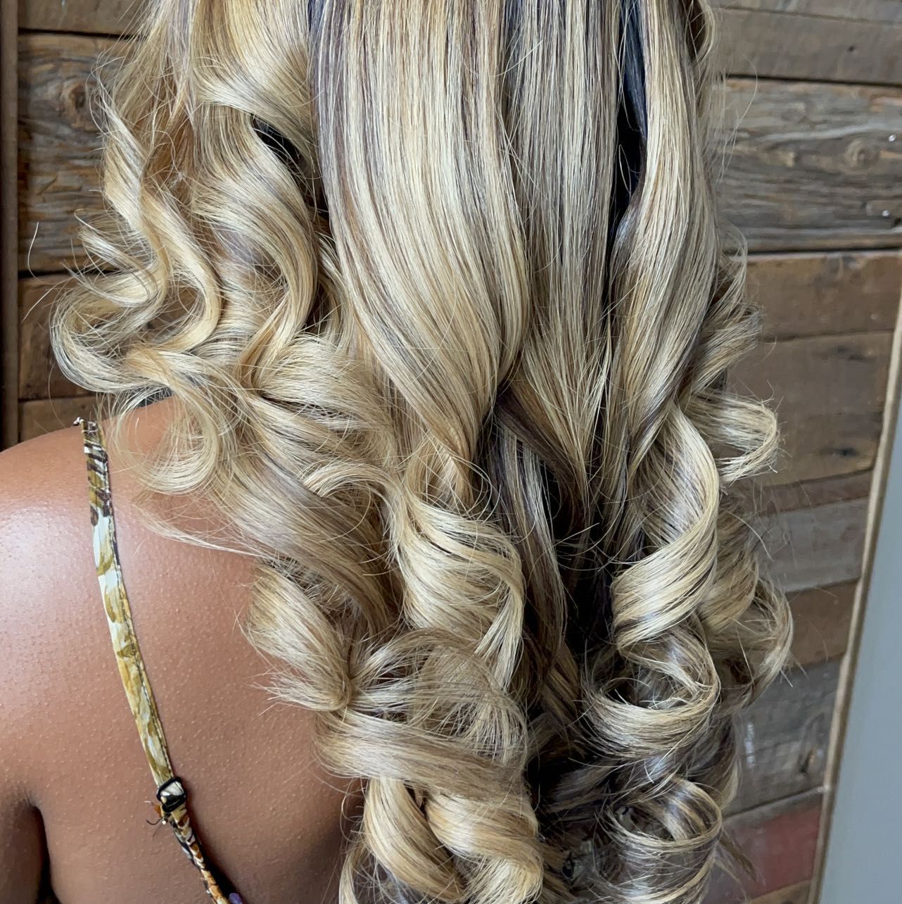 Blonde highlights long curls