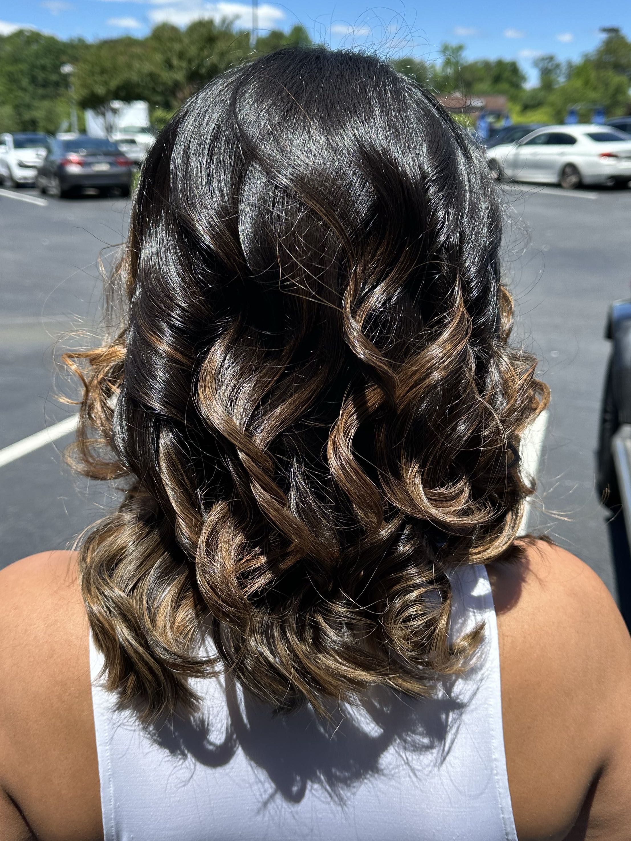 Dark ombre caramel highlights